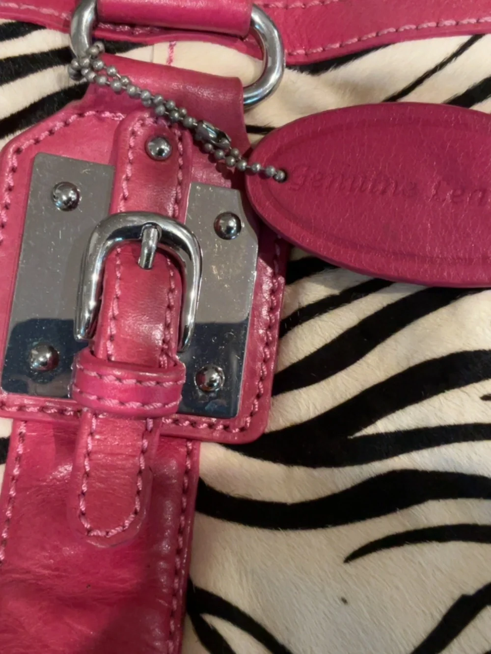 Stunning Pelle Studio Pink Leather & Zebra Calf Hide Purse. EUC